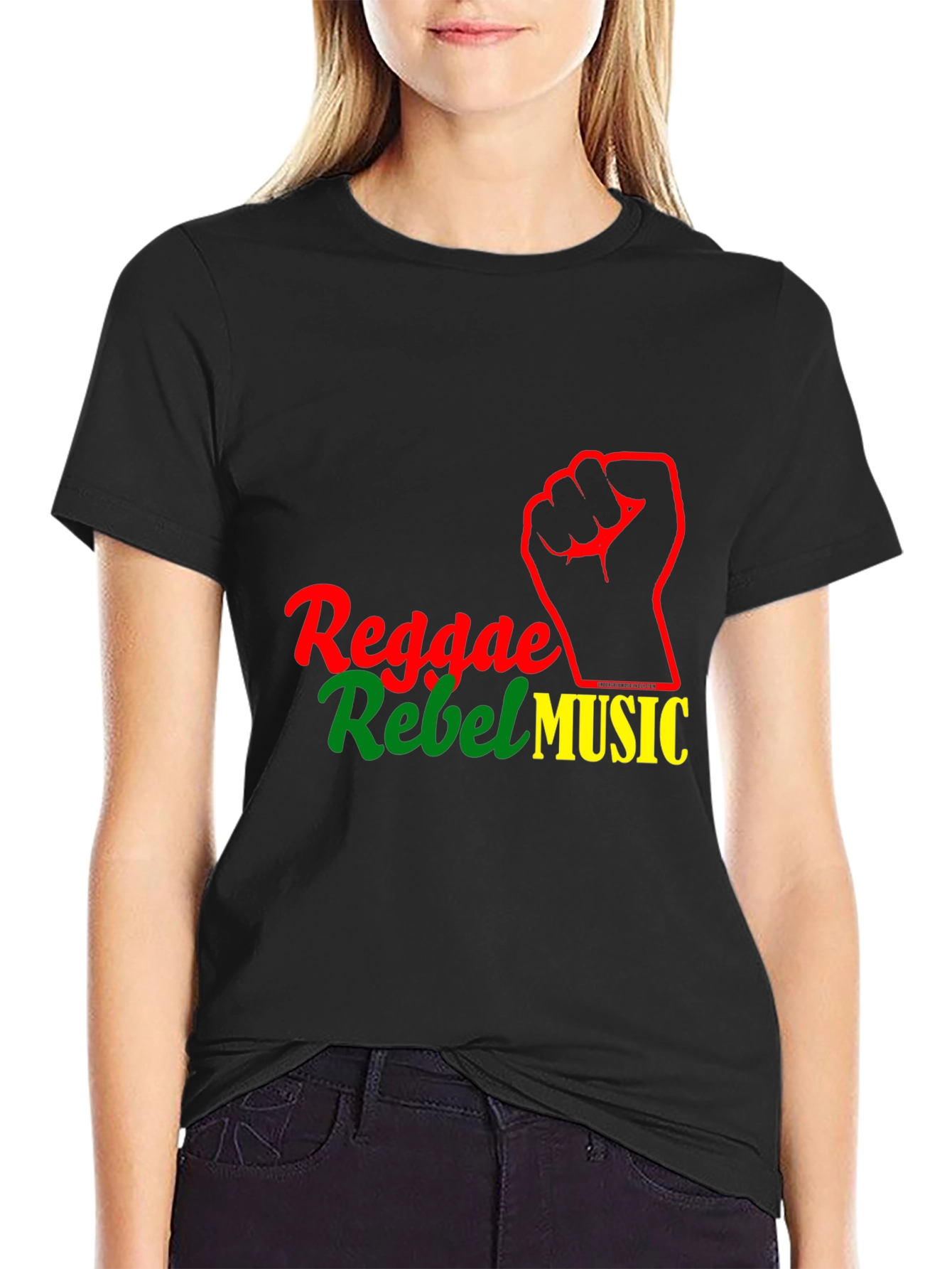 Reggae Rebel Music Graphic T-Shirt - Black