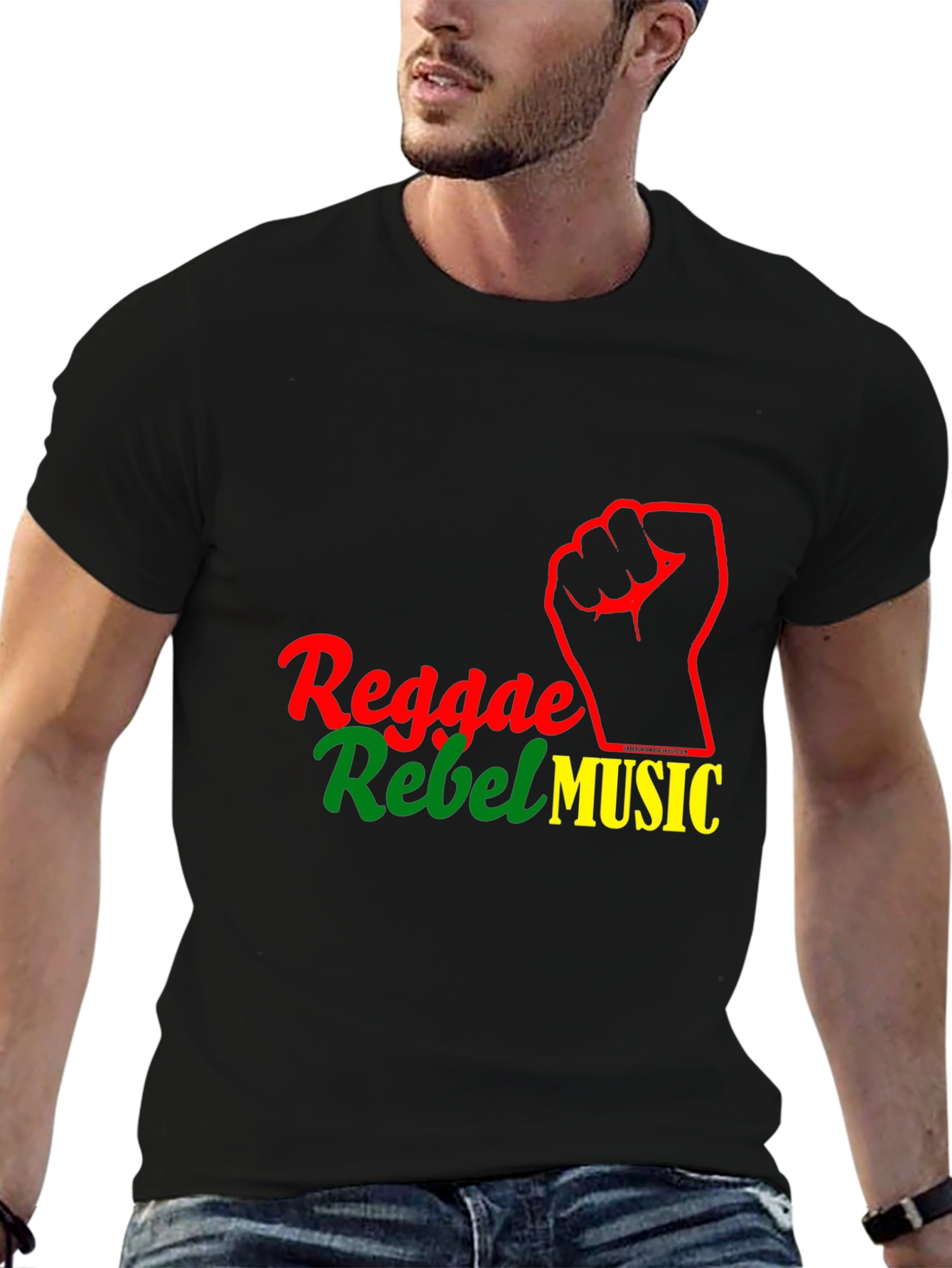 Reggae Rebel Music Graphic T-Shirt - Black