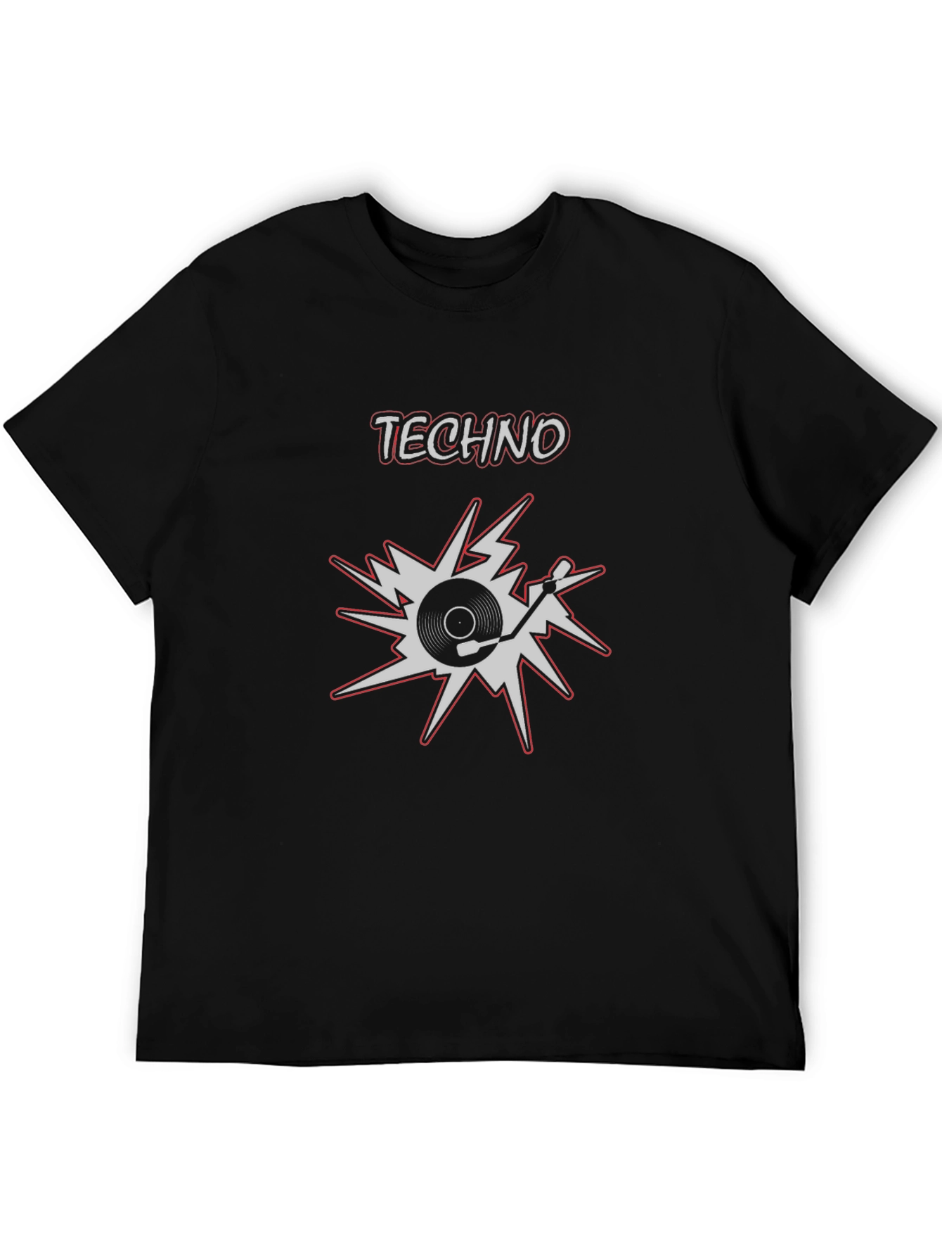 Techno Music T-Shirt Black Cotton Graphic Tee