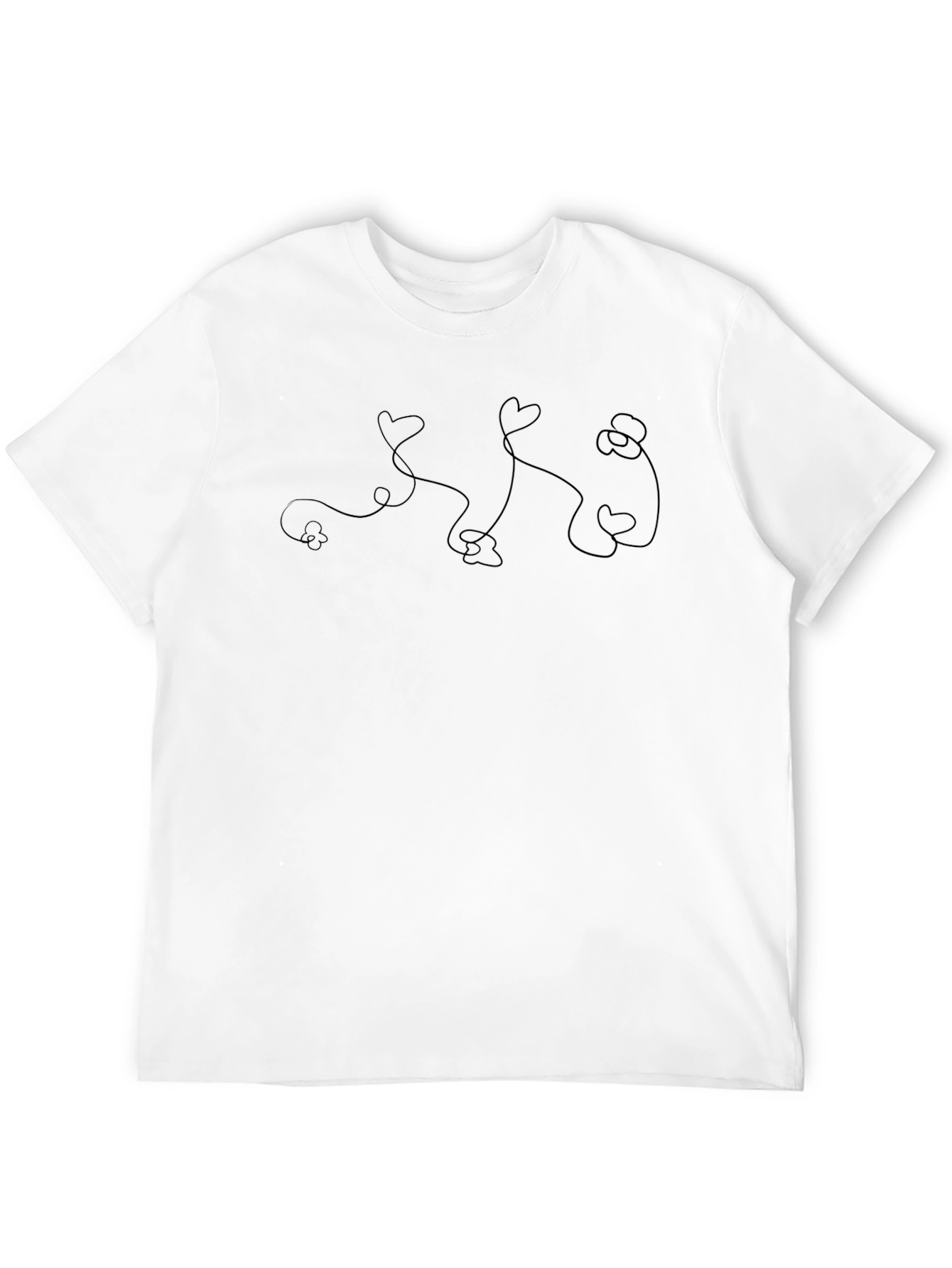 Abstract Hearts & Flowers Graphic Tee - Black