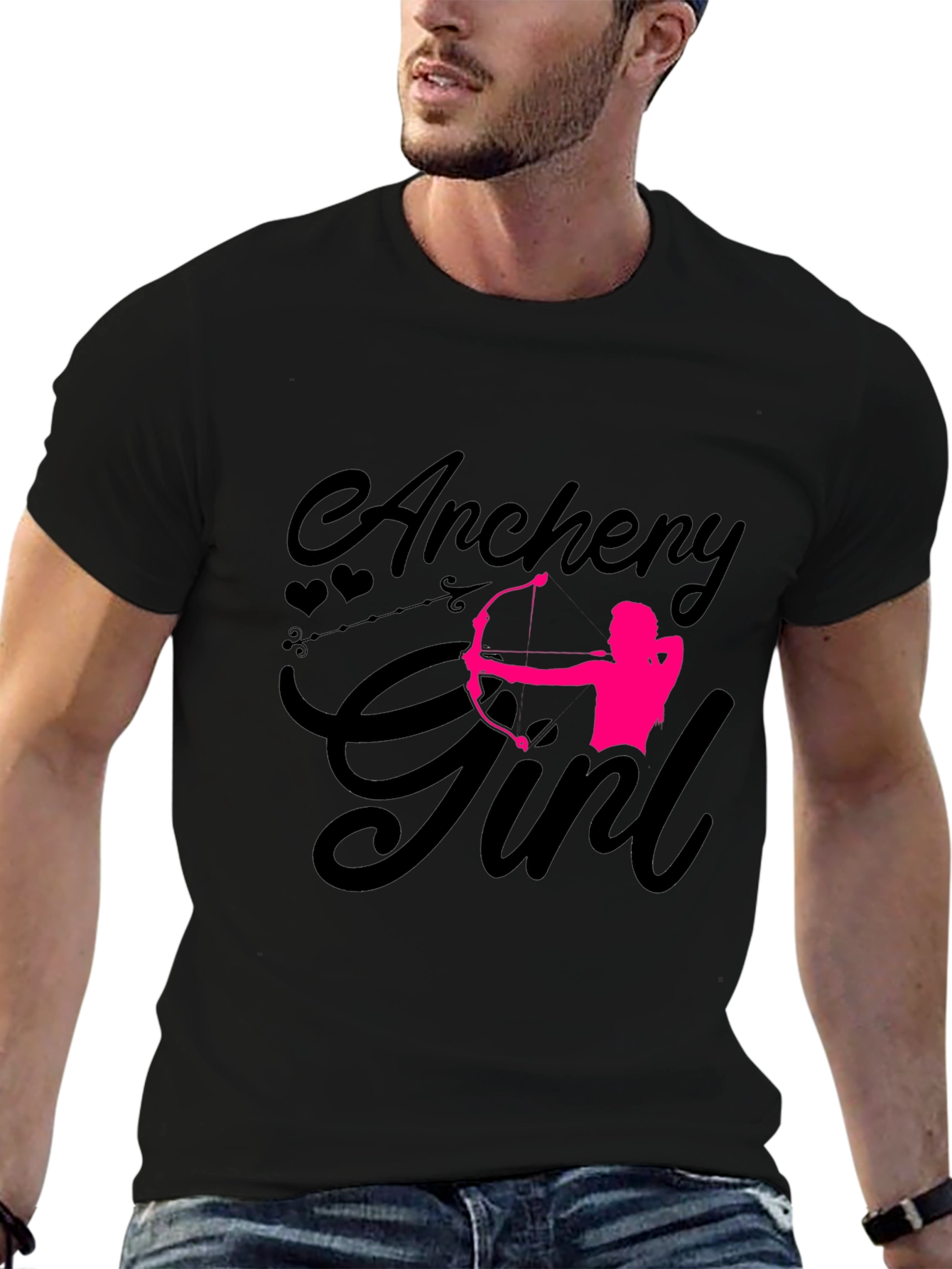 Archery Girl T-Shirt - Black Cotton Tee