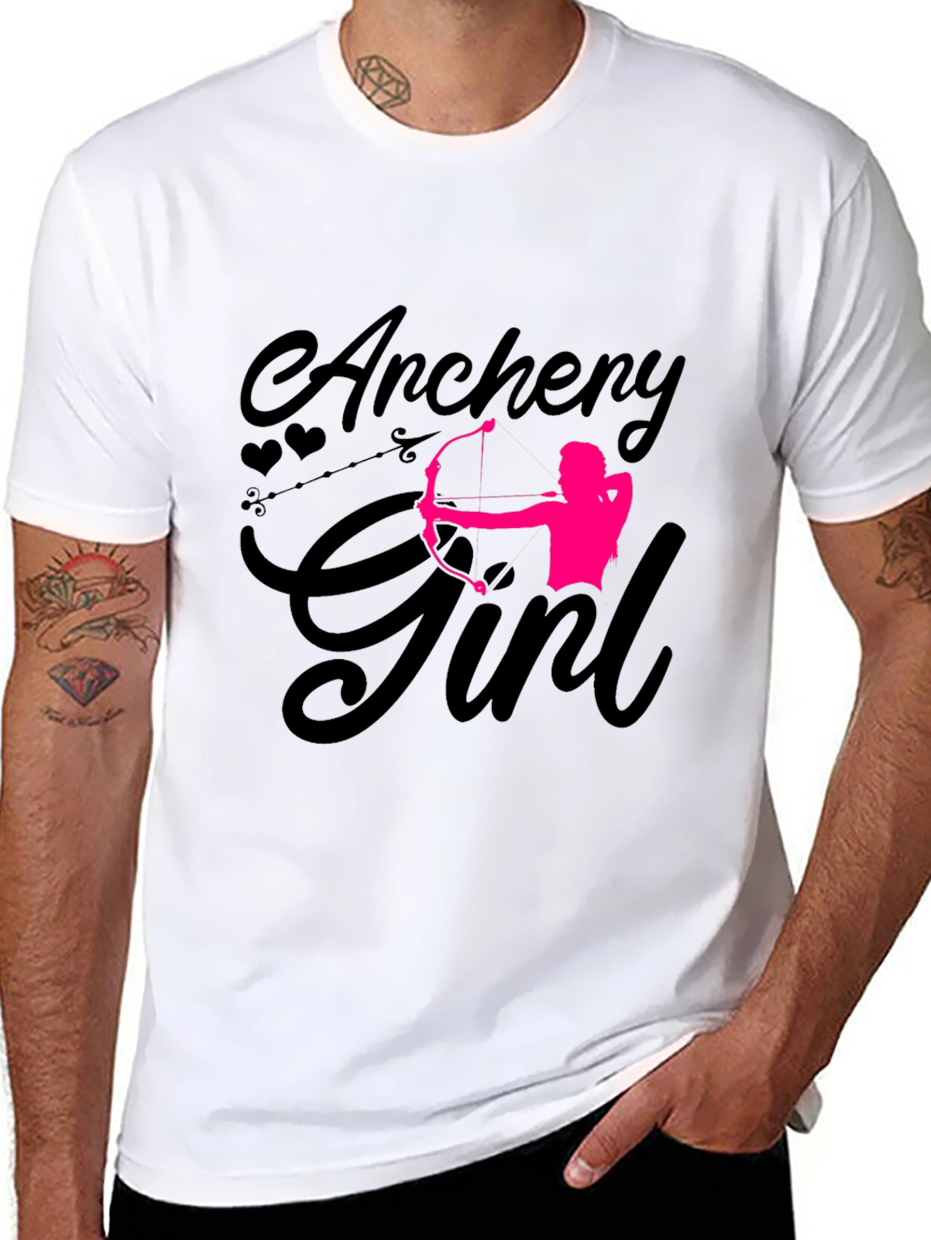 Archery Girl T-Shirt - Black Cotton Tee