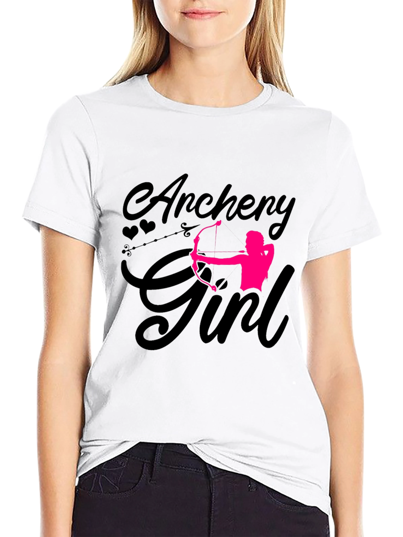 Archery Girl T-Shirt - Black Cotton Tee