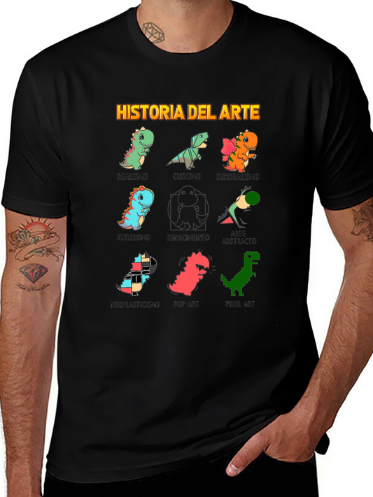 Art History Dinosaur Black T-Shirt