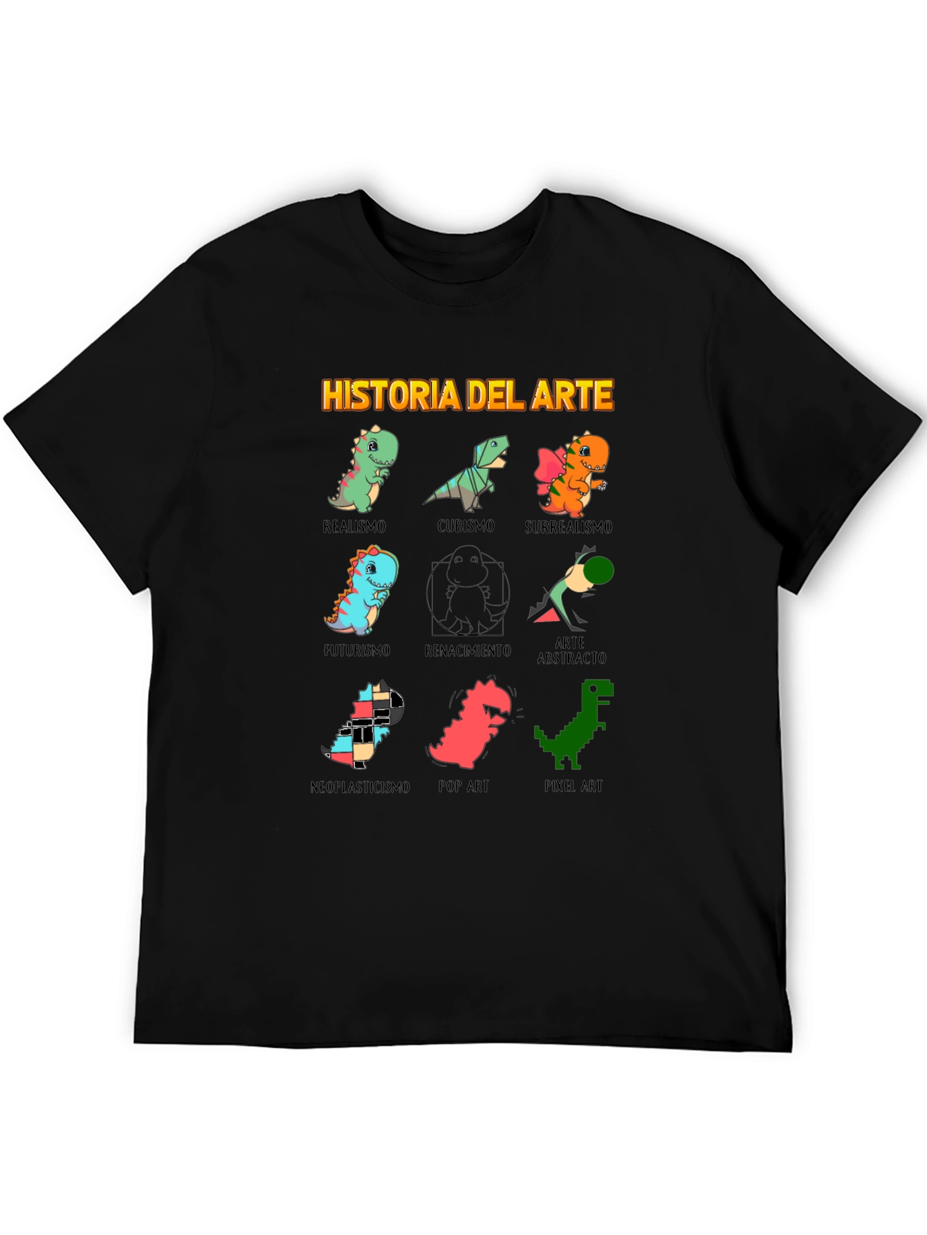 Art History Dinosaur Black T-Shirt