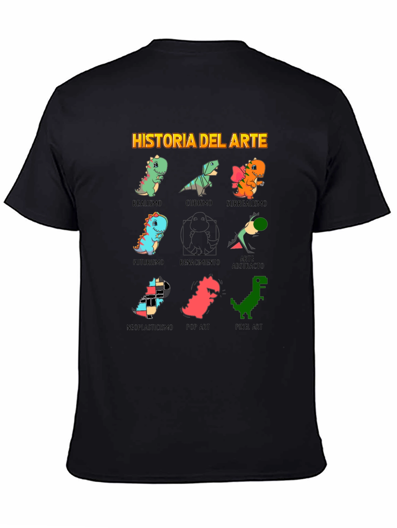 Art History Dinosaur Black T-Shirt