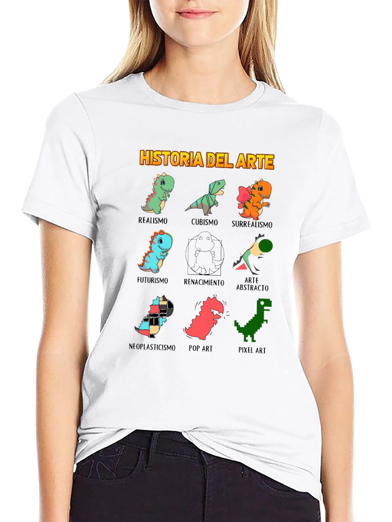 Art History Dinosaur Black T-Shirt