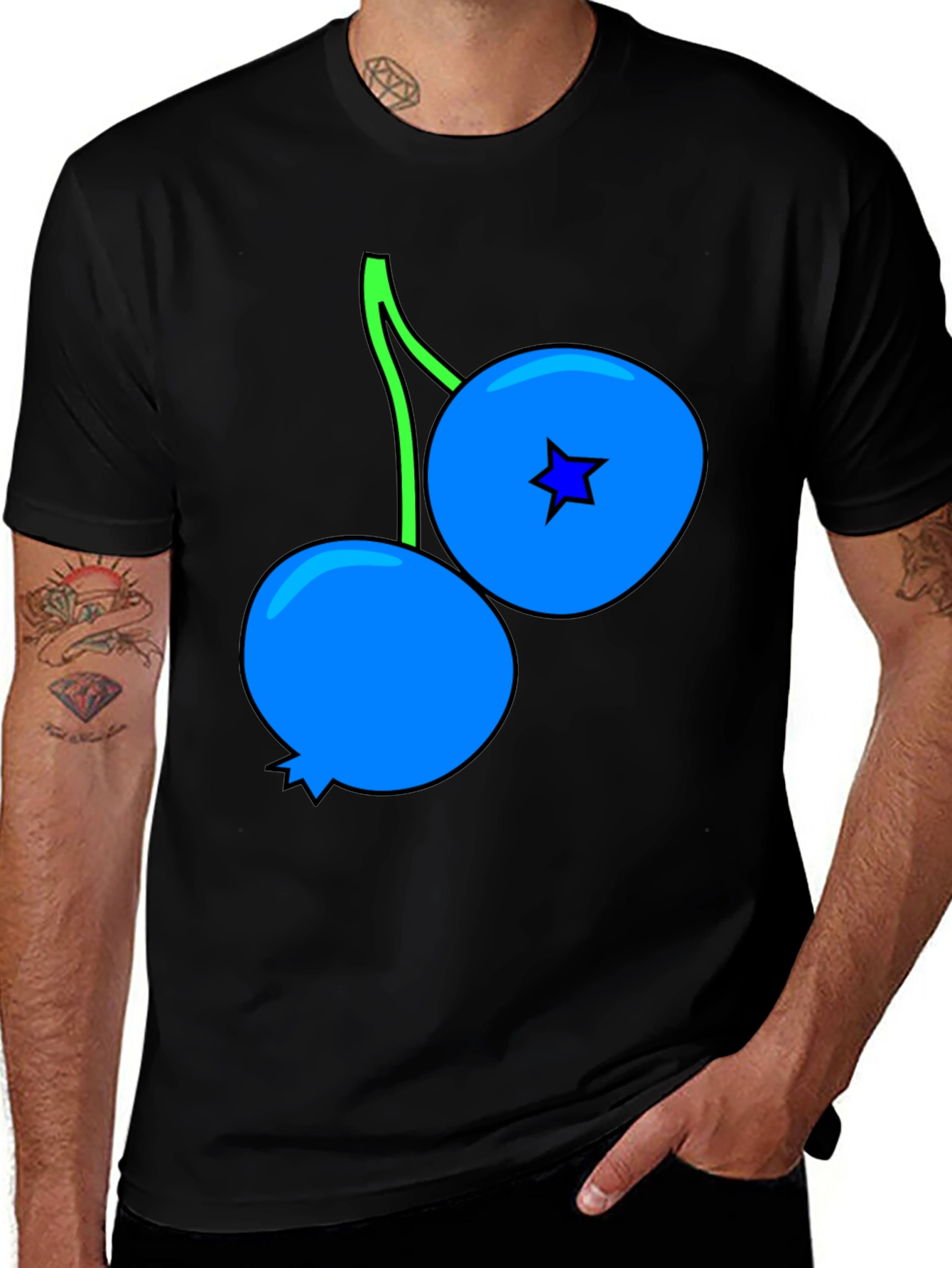 Blueberry Graphic Black T-Shirt