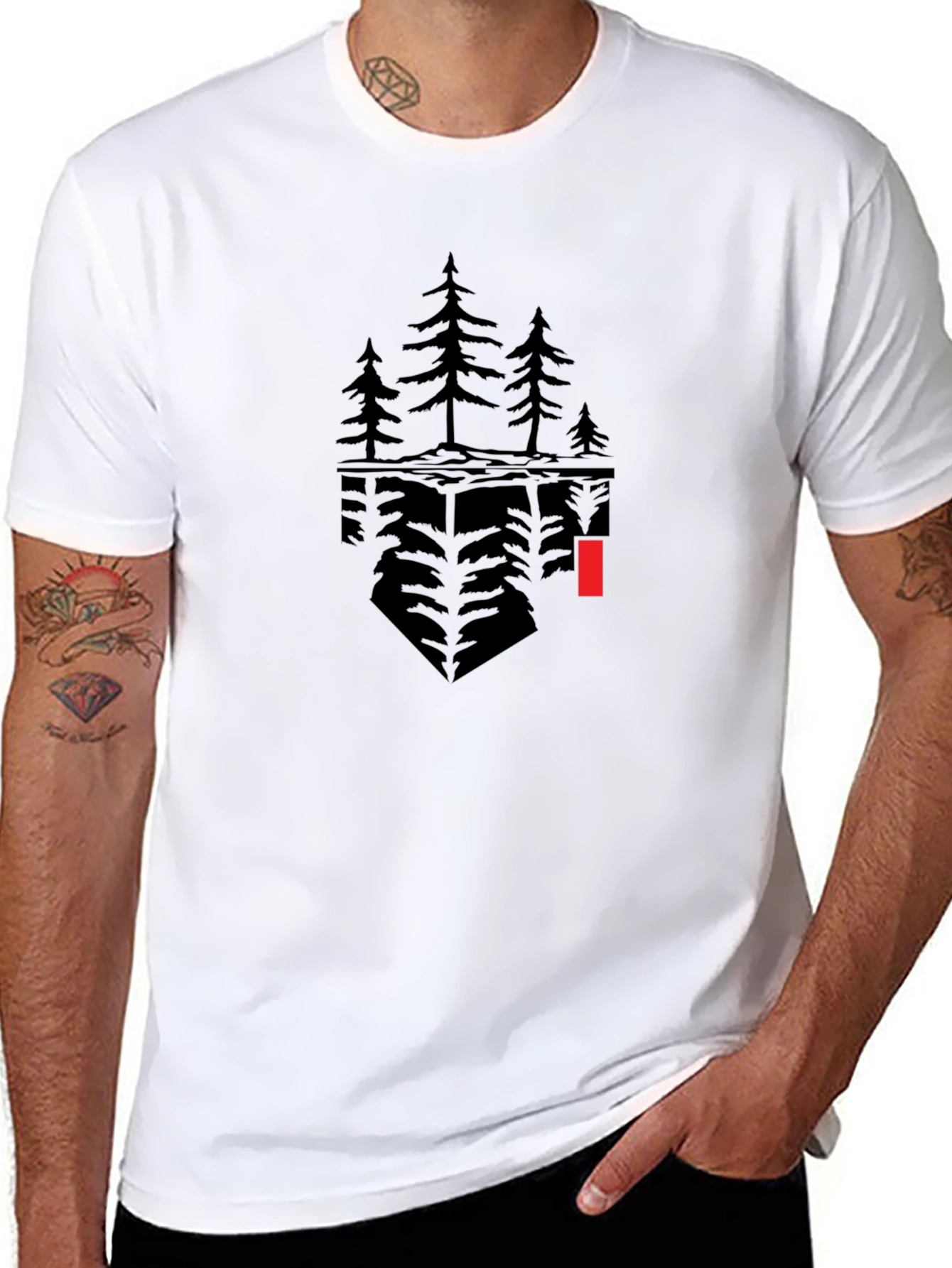 Abstract Tree Graphic Black T-Shirt
