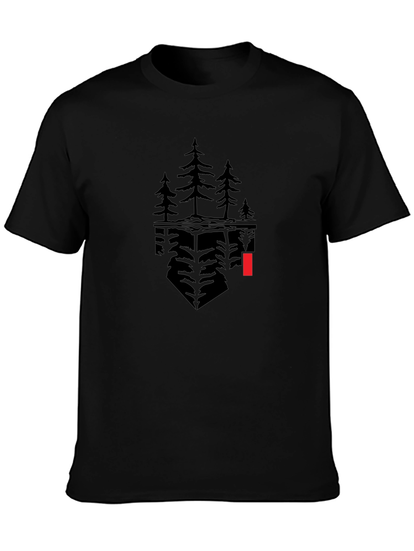 Abstract Tree Graphic Black T-Shirt