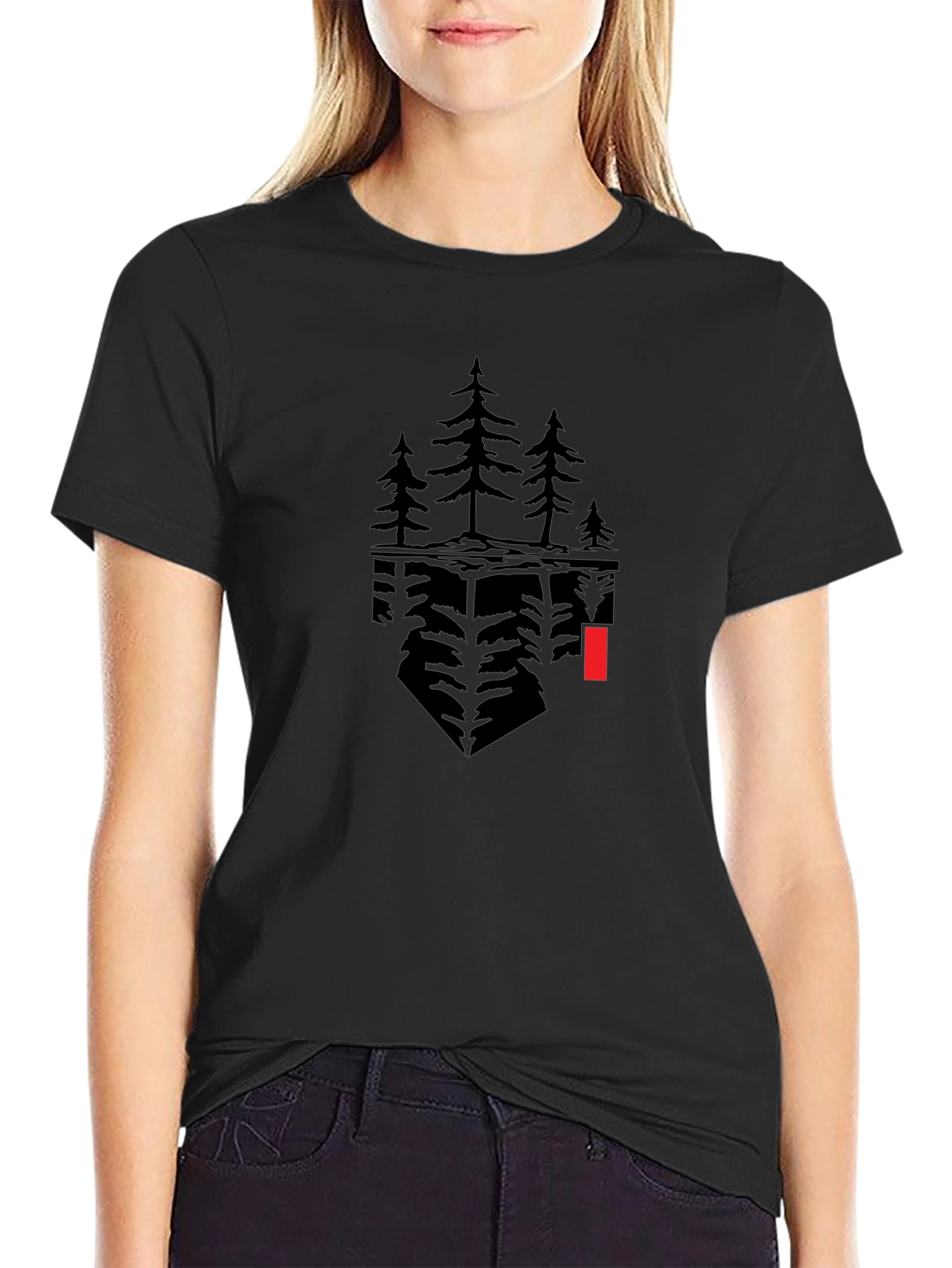 Abstract Tree Graphic Black T-Shirt