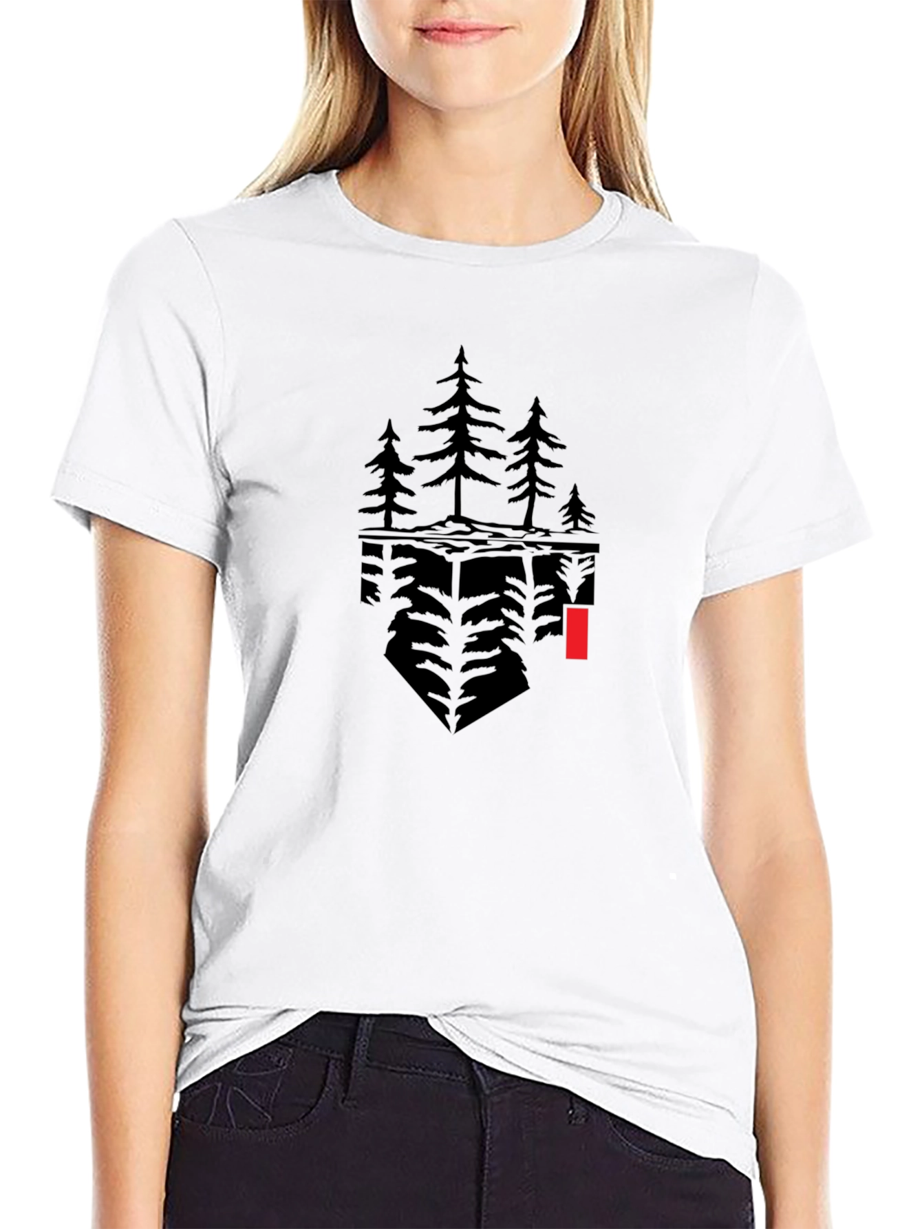 Abstract Tree Graphic Black T-Shirt
