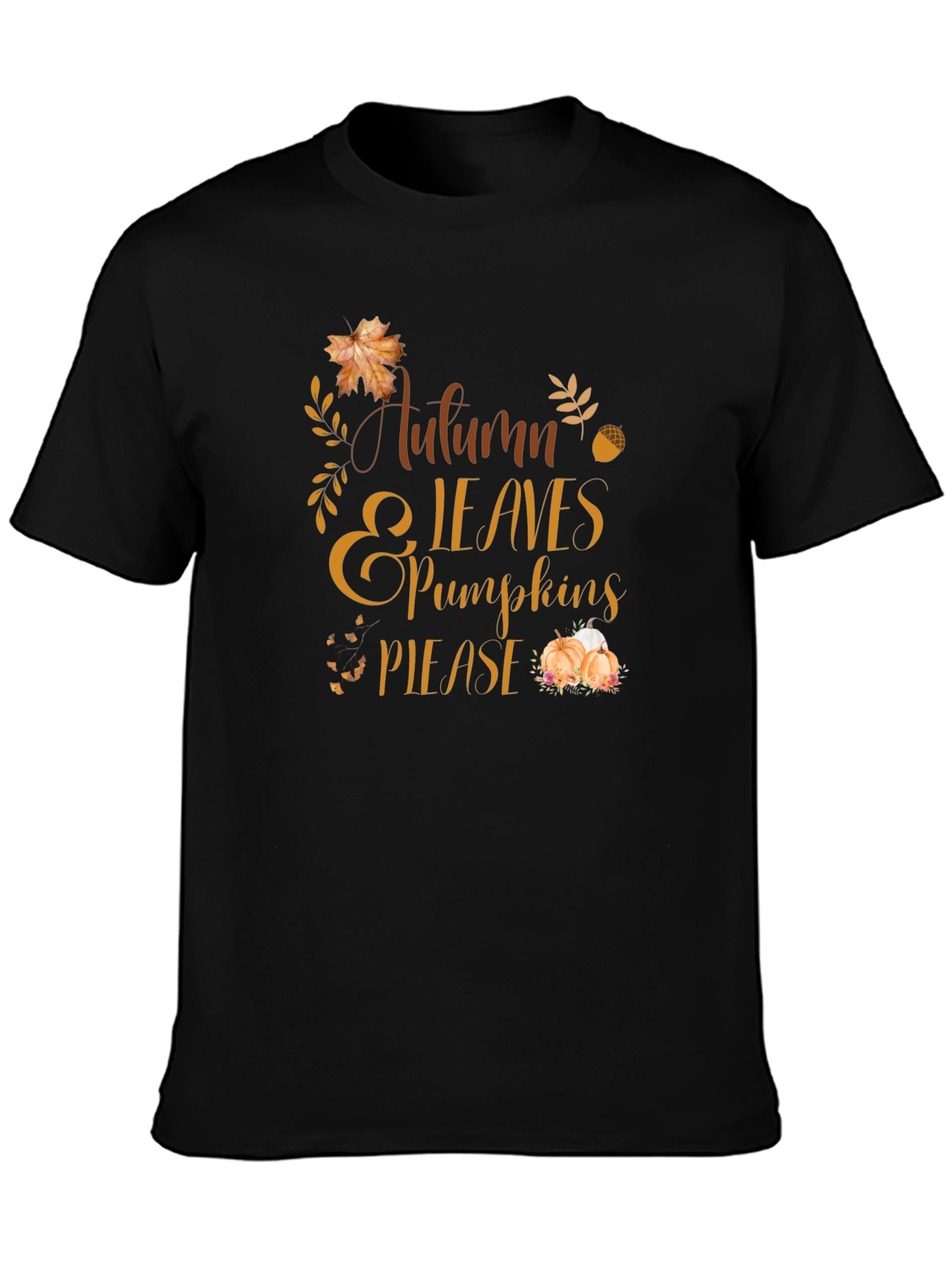 Autumn Leaves & Pumpkins Please T-Shirt