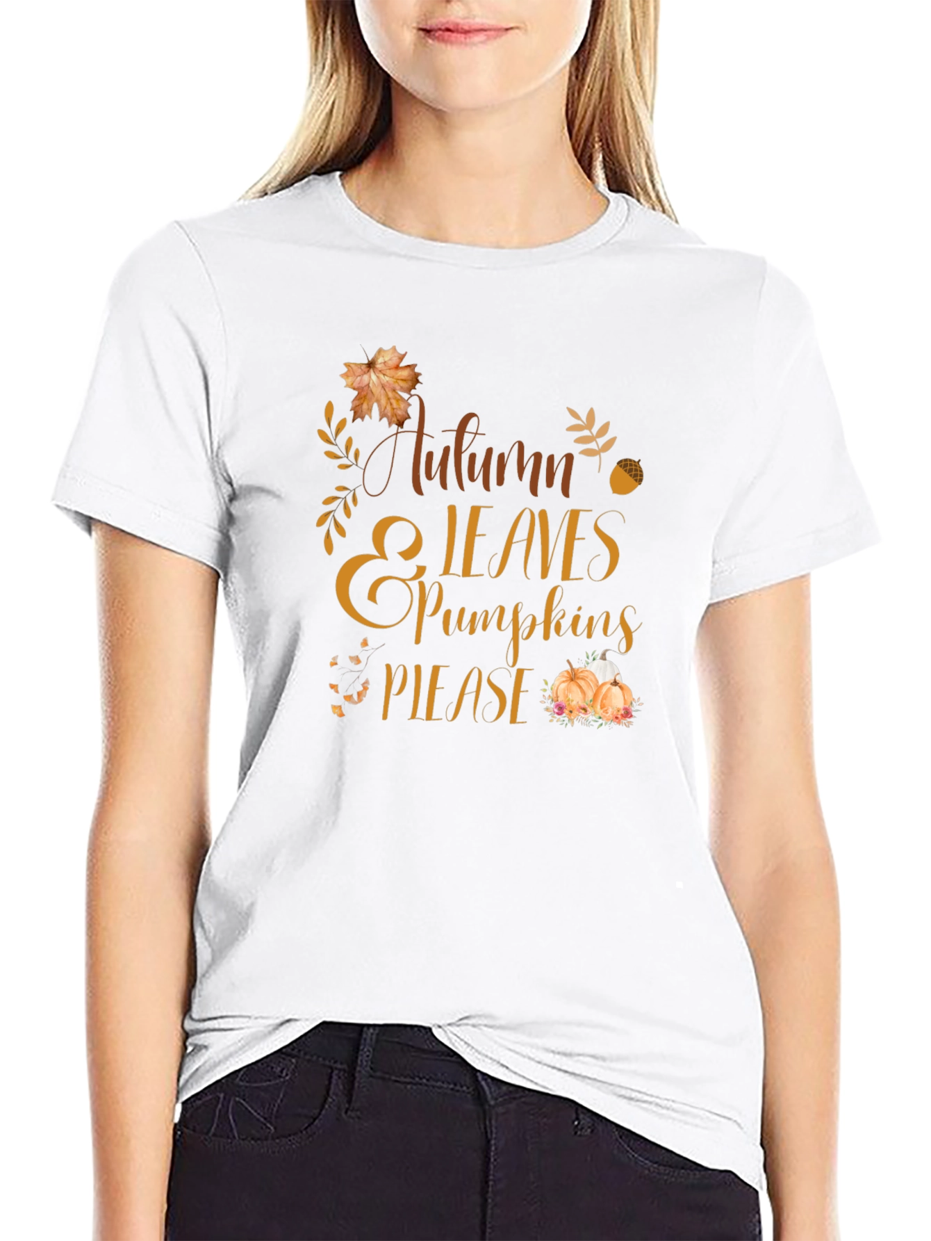 Autumn Leaves & Pumpkins Please T-Shirt