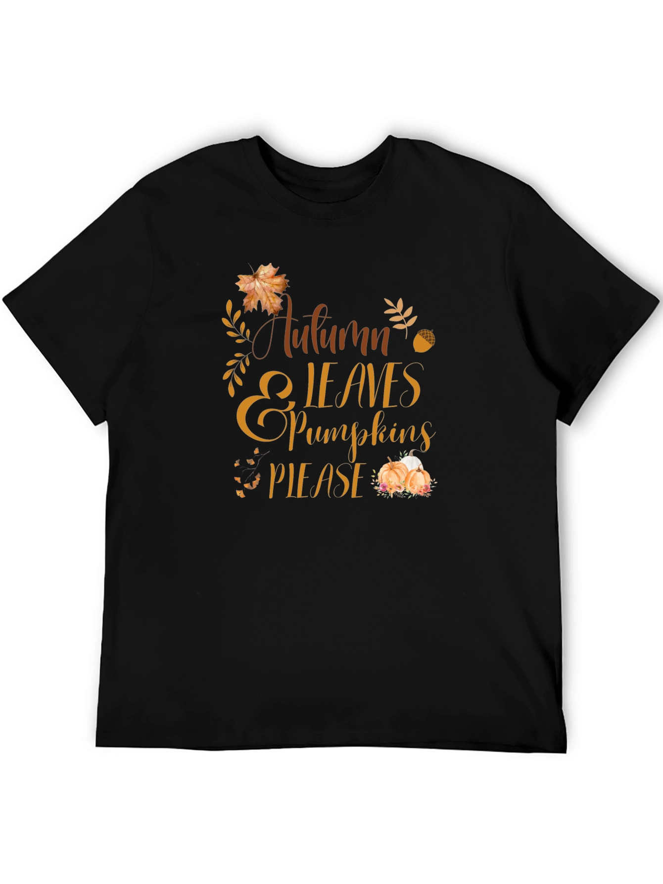Autumn Leaves & Pumpkins Please T-Shirt