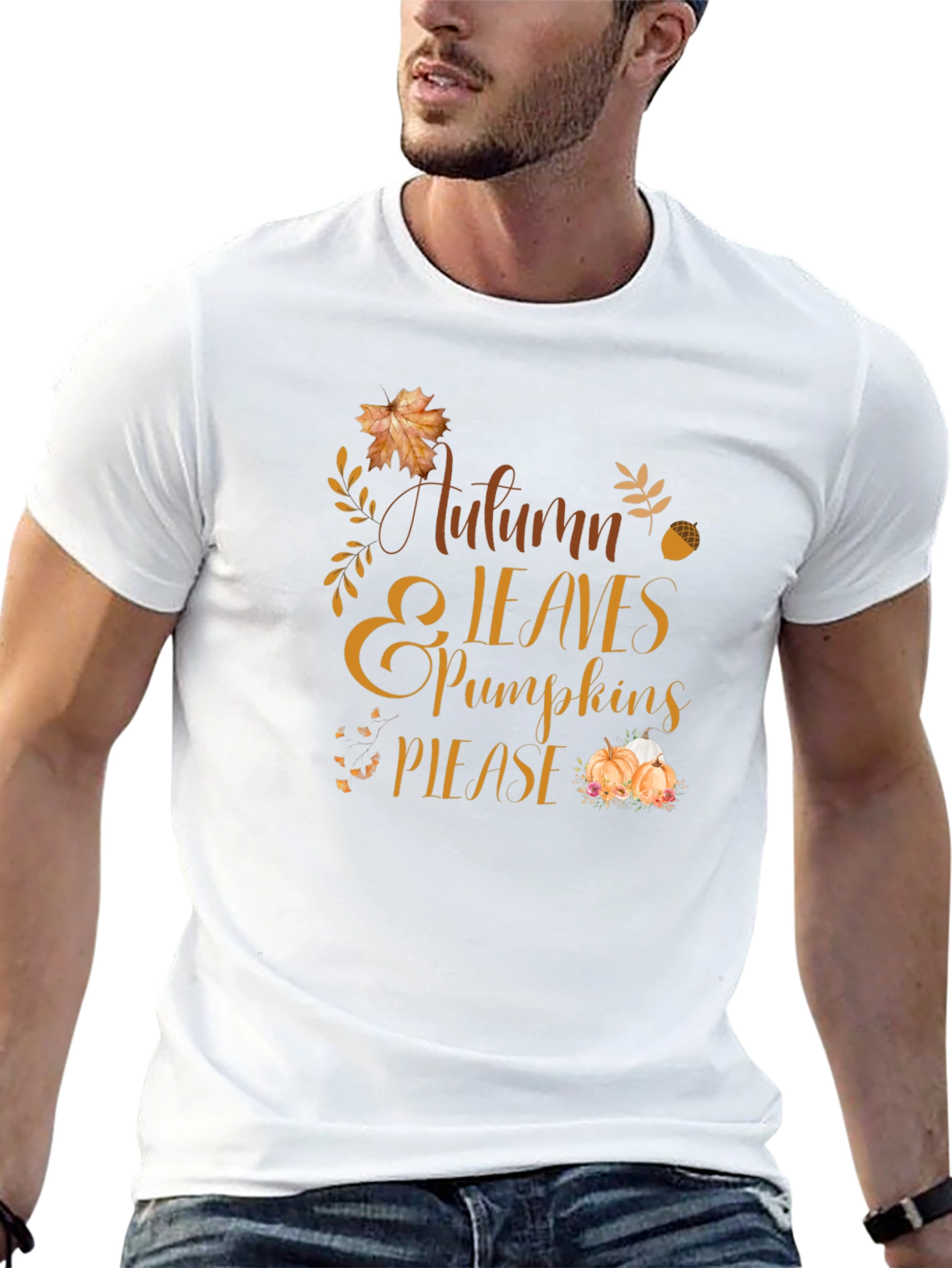 Autumn Leaves & Pumpkins Please T-Shirt