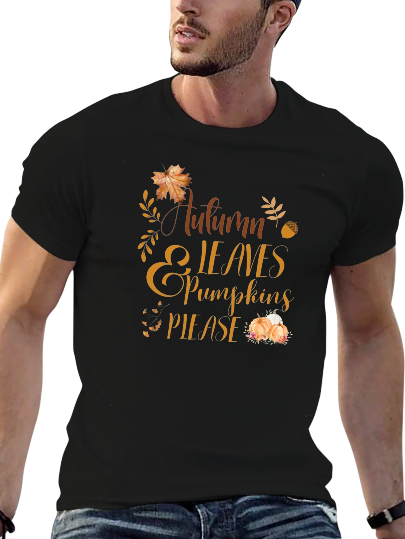 Autumn Leaves & Pumpkins Please T-Shirt