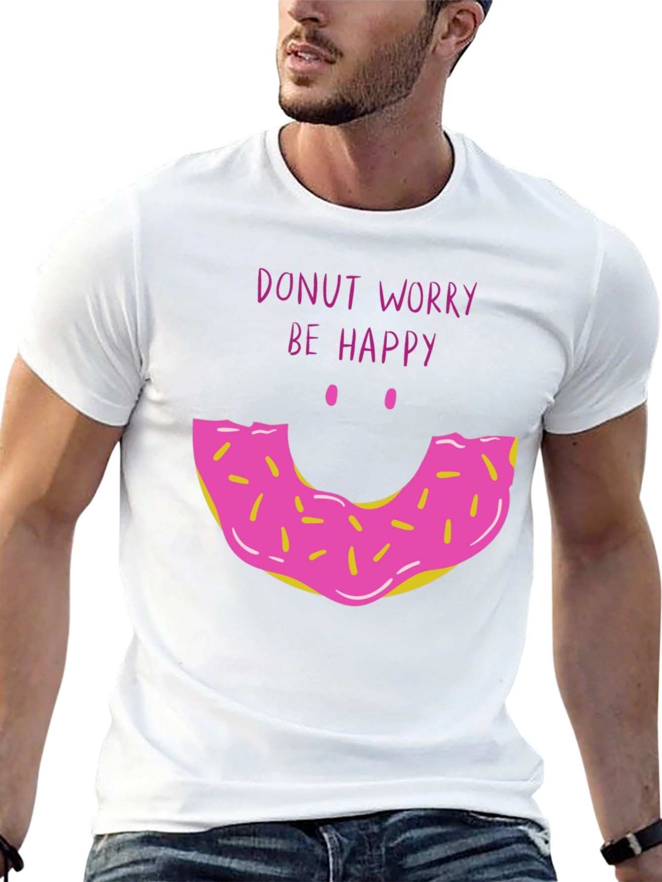Donut Worry Be Happy Graphic T-Shirt