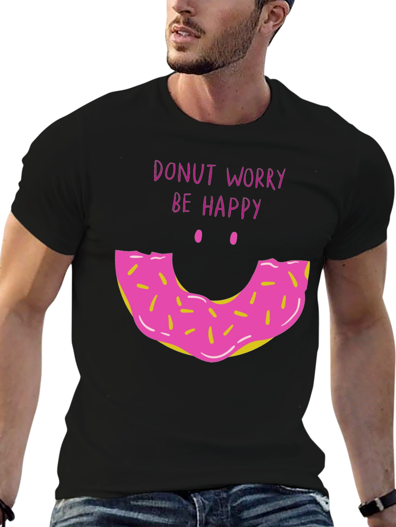 Donut Worry Be Happy Graphic T-Shirt
