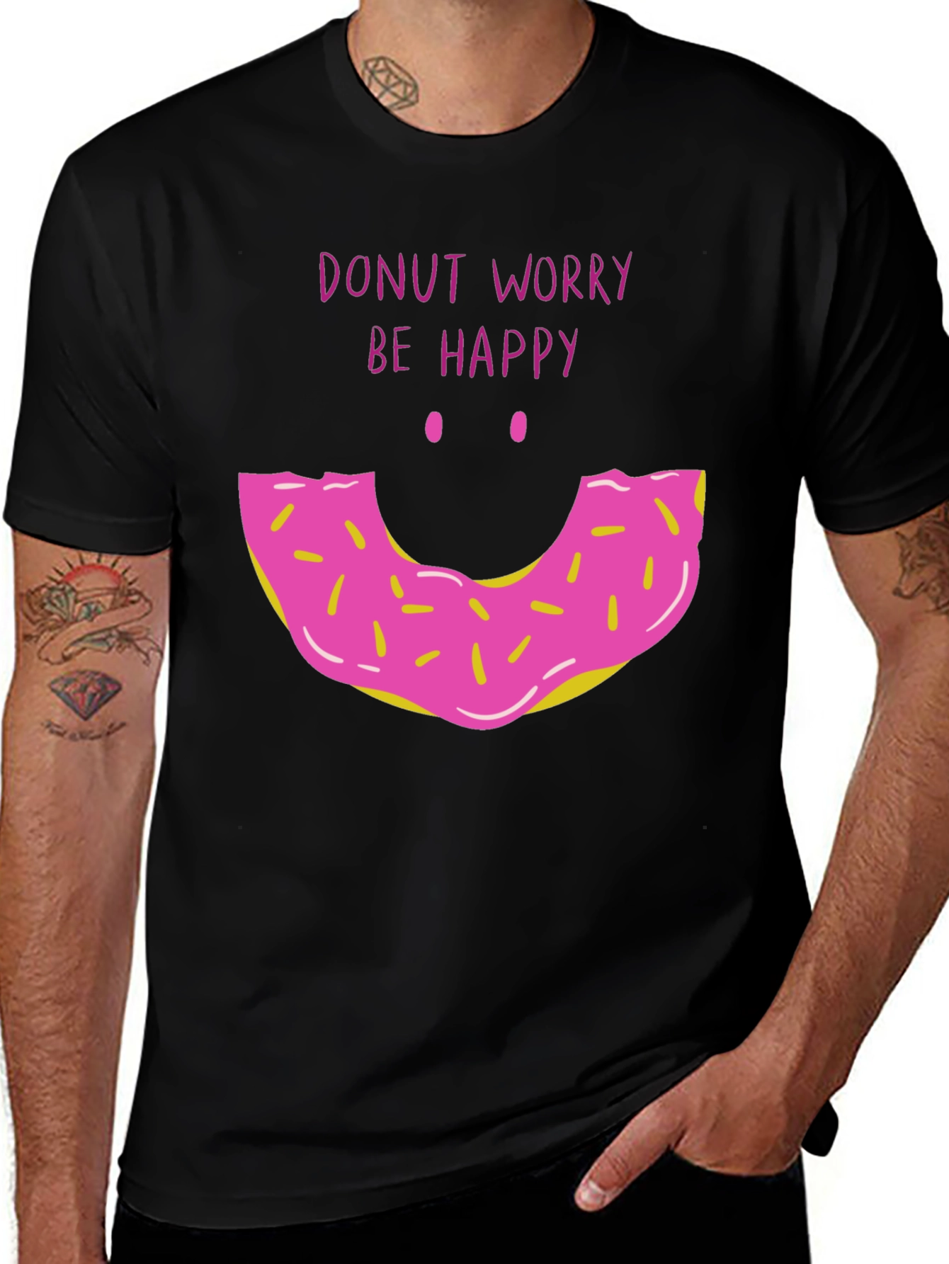 Donut Worry Be Happy Graphic T-Shirt