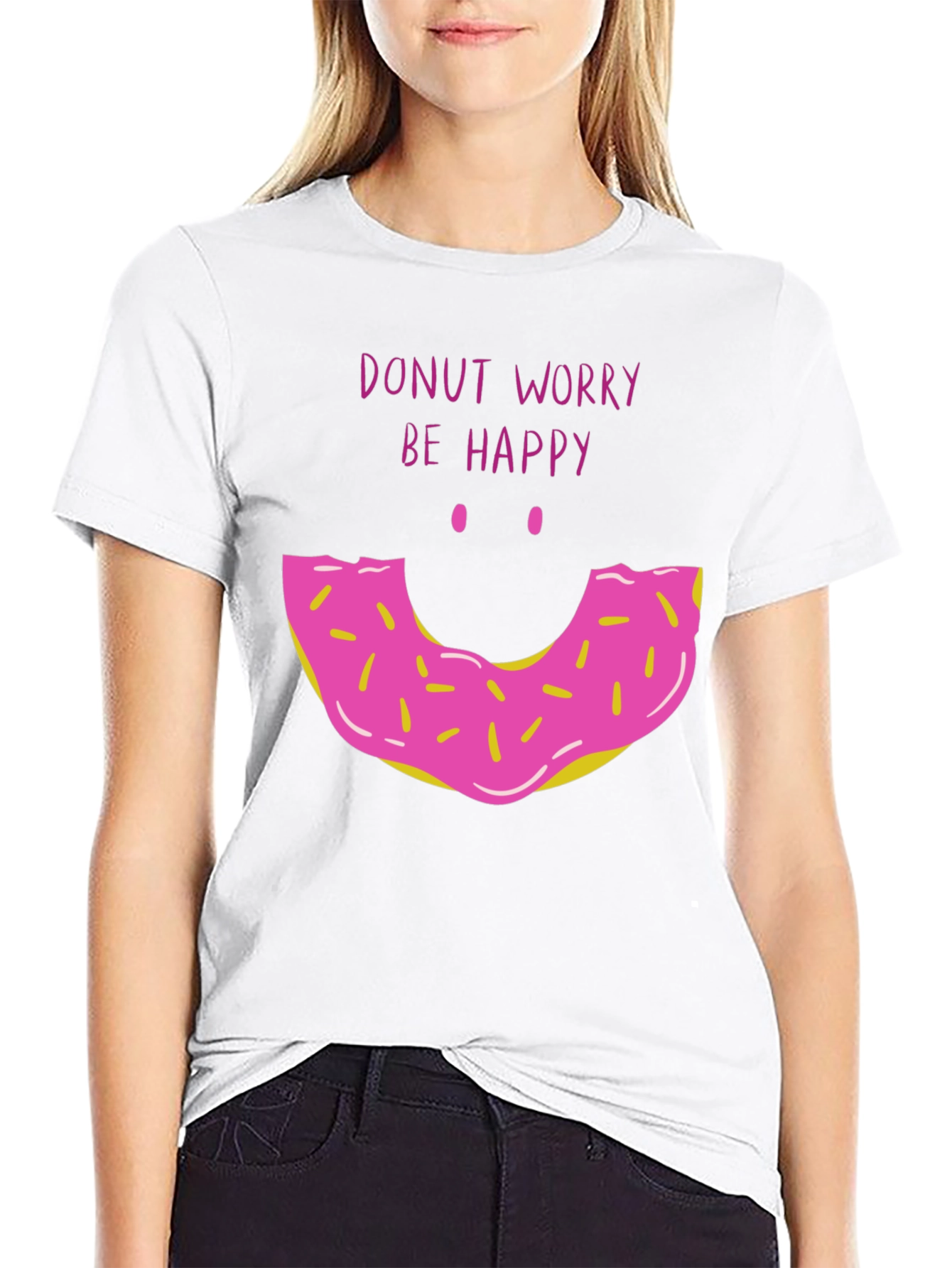 Donut Worry Be Happy Graphic T-Shirt