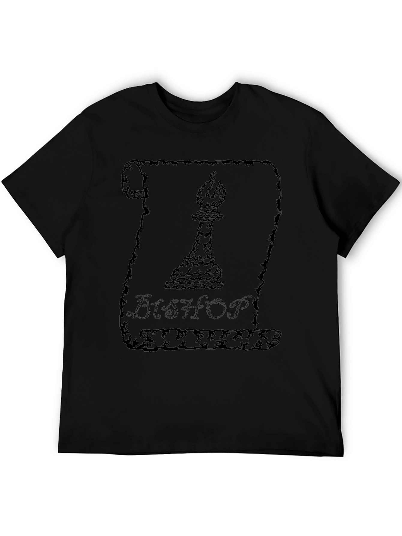 Bishop Chess Piece Scroll Graphic T-Shirt