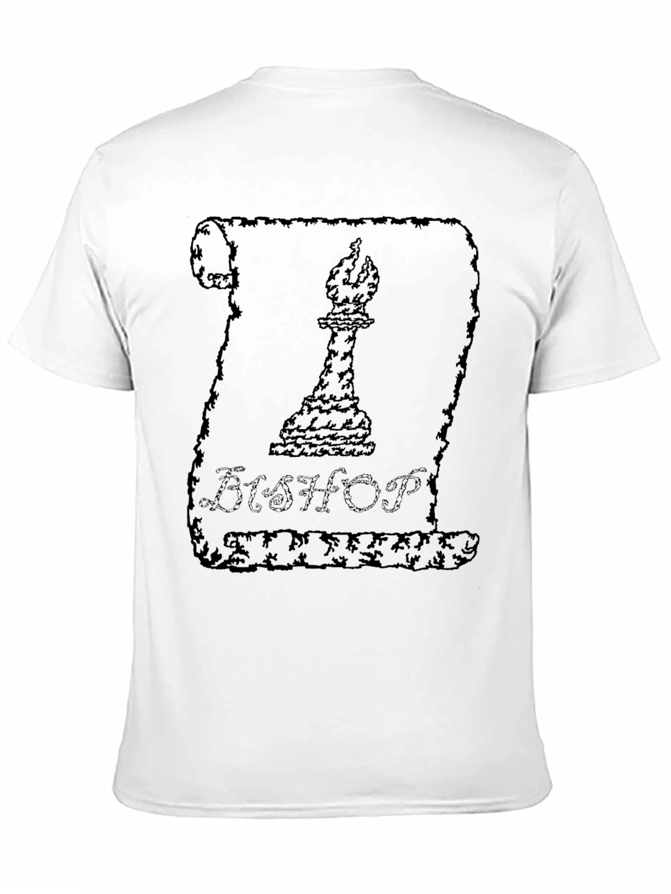Bishop Chess Piece Scroll Graphic T-Shirt