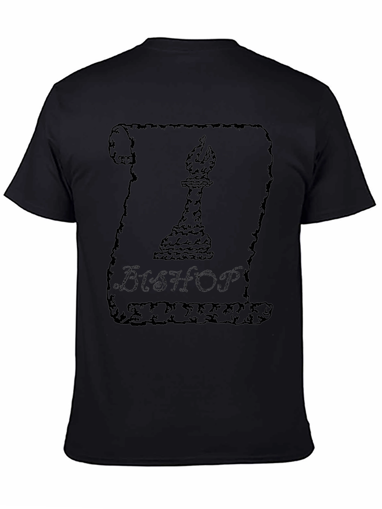 Bishop Chess Piece Scroll Graphic T-Shirt