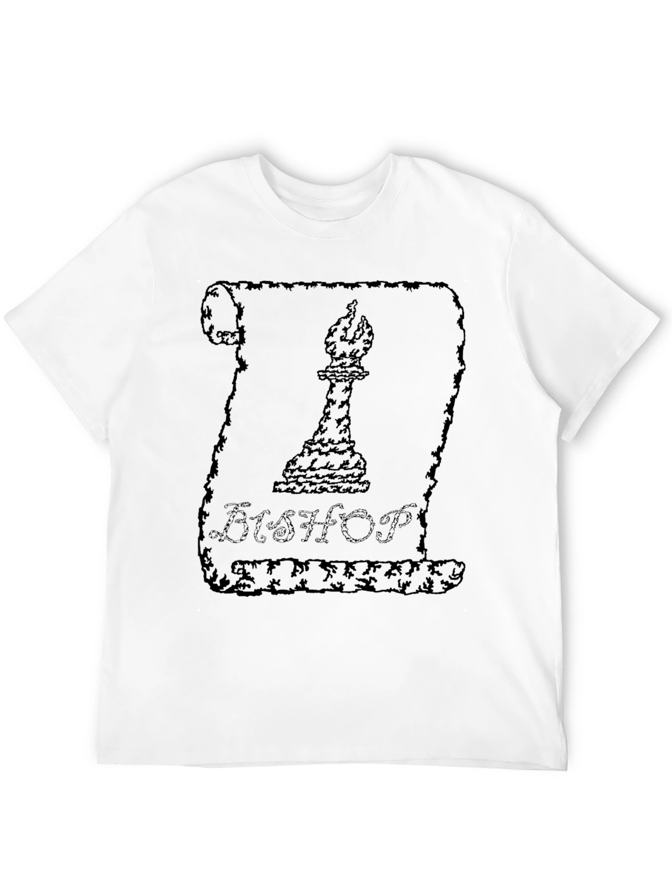 Bishop Chess Piece Scroll Graphic T-Shirt