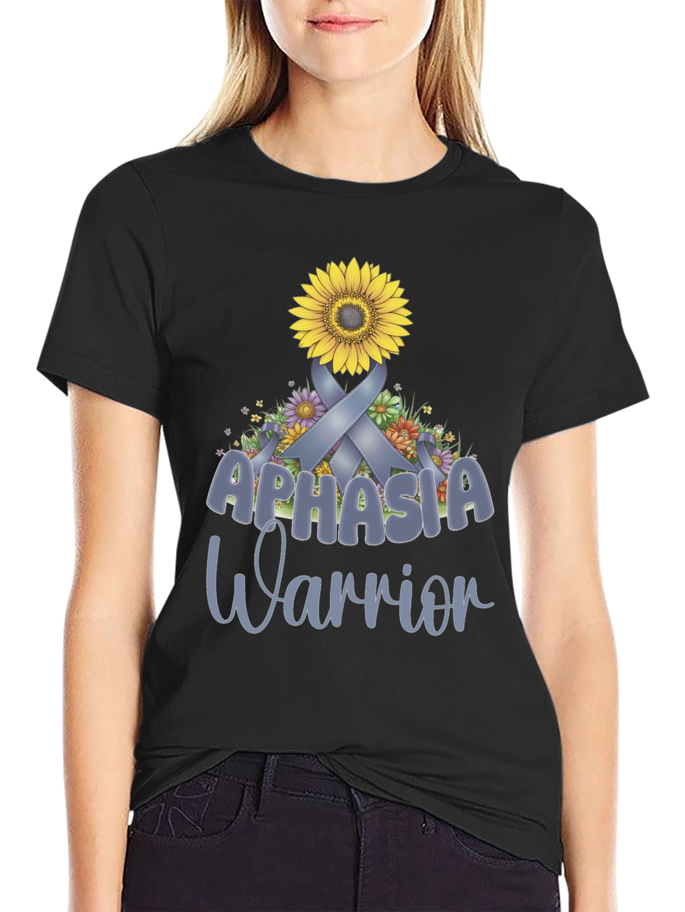 Aphasia Warrior Ribbon Sunflower T-Shirt