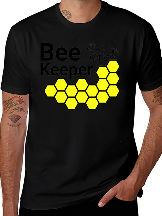Beekeeper Graphic Tee - Honeycomb Design Soft Cotton
