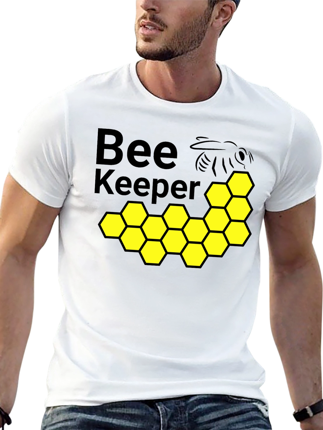 Beekeeper Graphic Tee - Honeycomb Design Soft Cotton