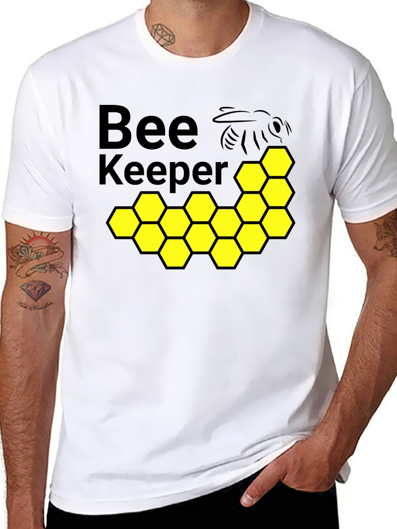 Beekeeper Graphic Tee - Honeycomb Design Soft Cotton