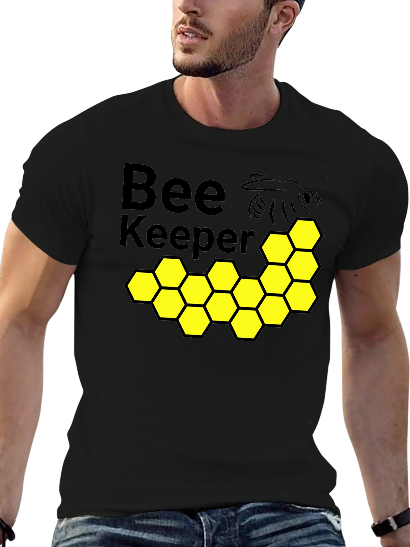 Beekeeper Graphic Tee - Honeycomb Design Soft Cotton