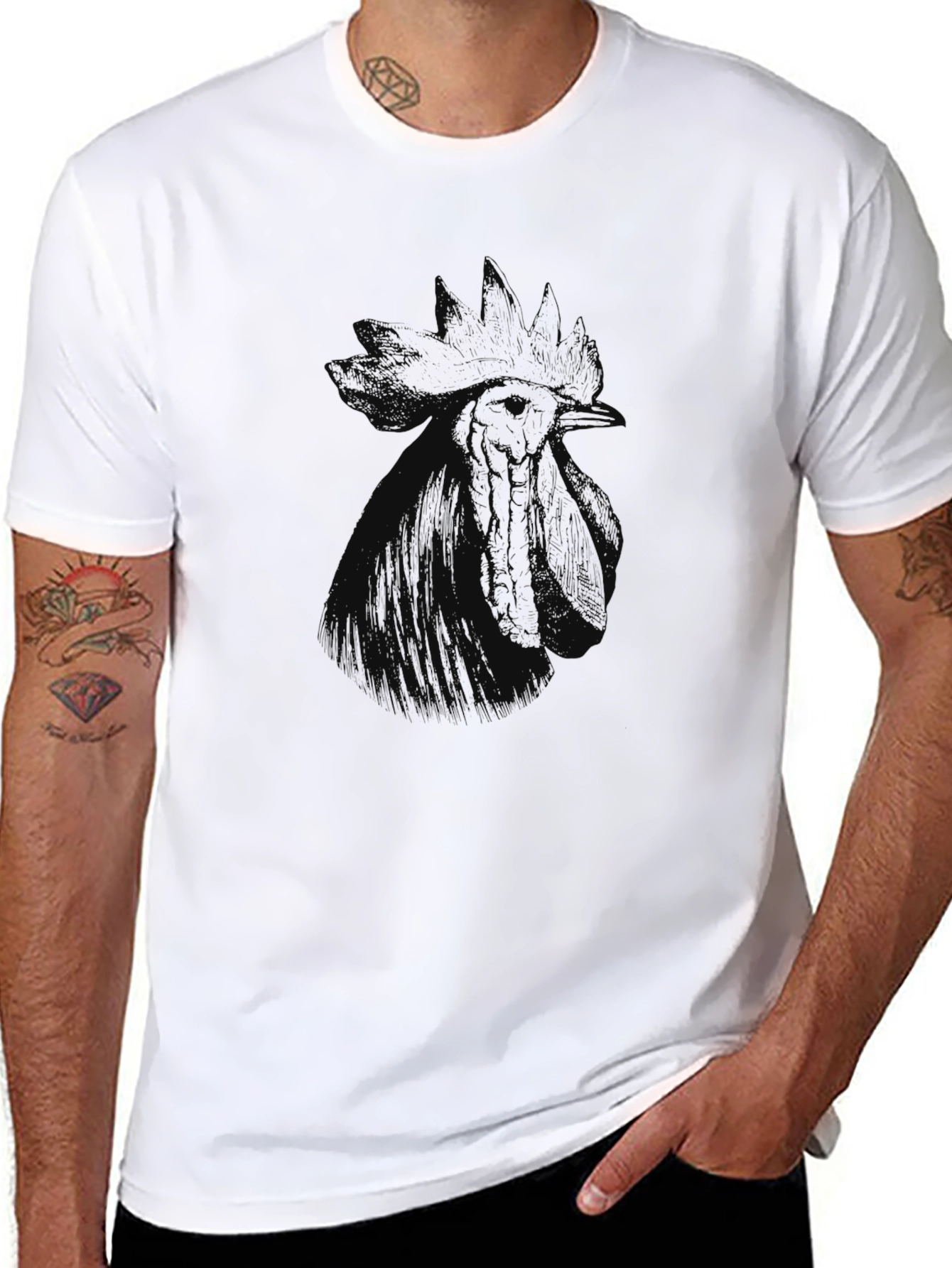 Black Rooster Graphic Print Tee