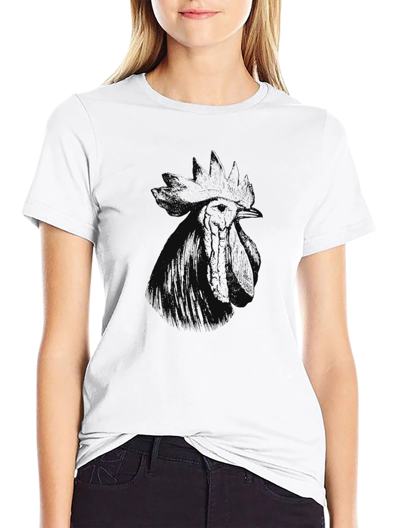 Black Rooster Graphic Print Tee