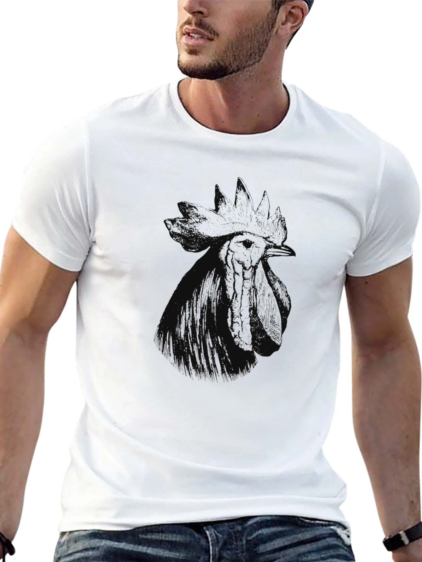 Black Rooster Graphic Print Tee