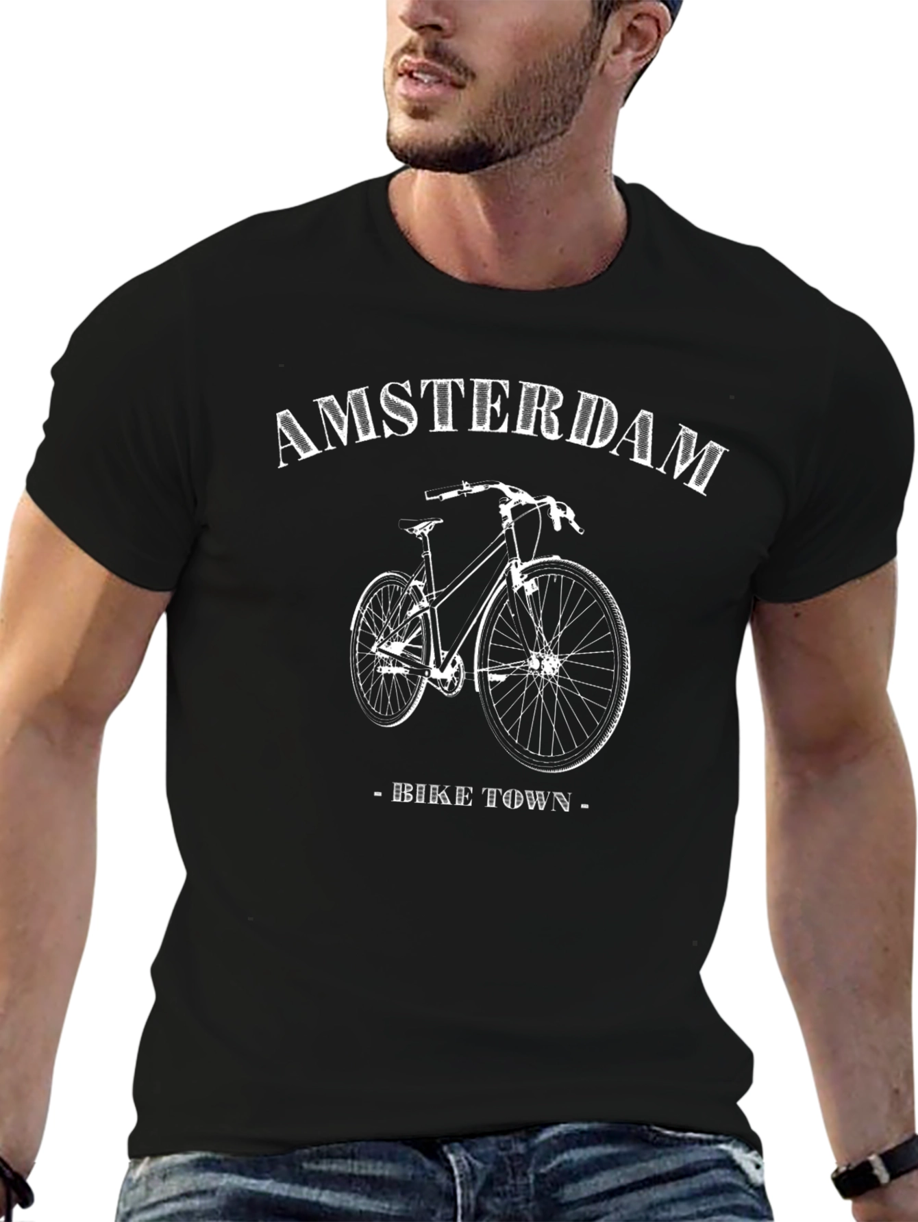 Amsterdam Bike Town Graphic Tee - Black