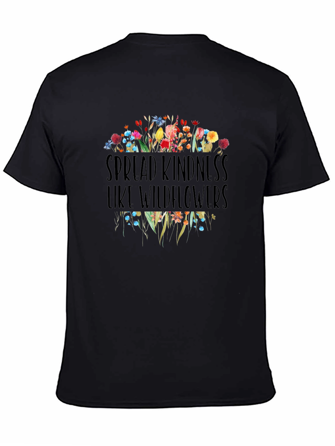 Spread Kindness Wildflowers Graphic Tee - Black