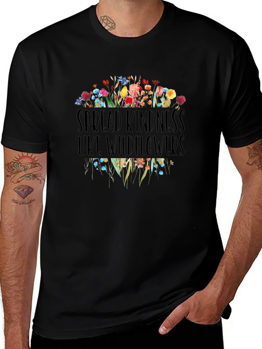 Spread Kindness Wildflowers Graphic Tee - Black