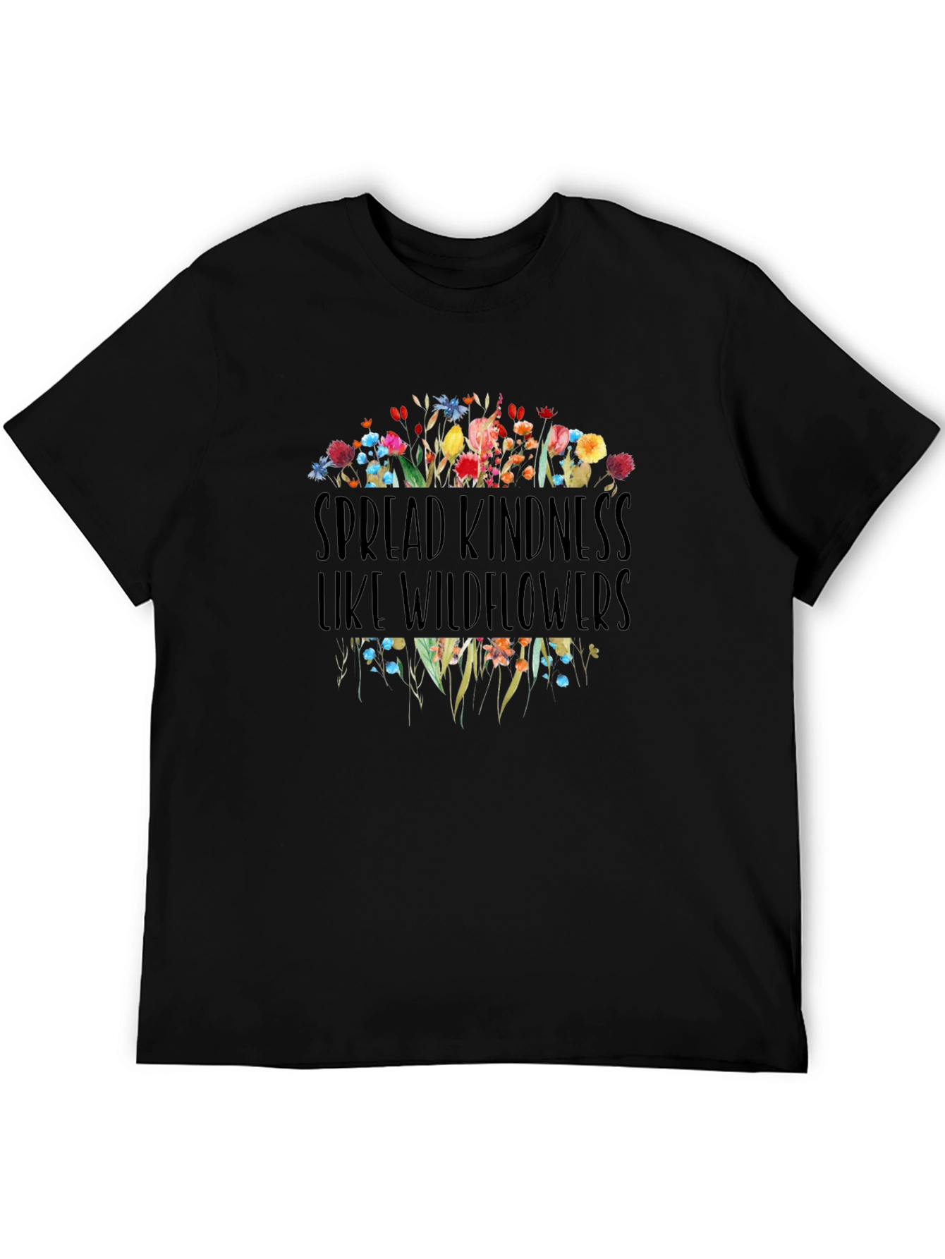 Spread Kindness Wildflowers Graphic Tee - Black