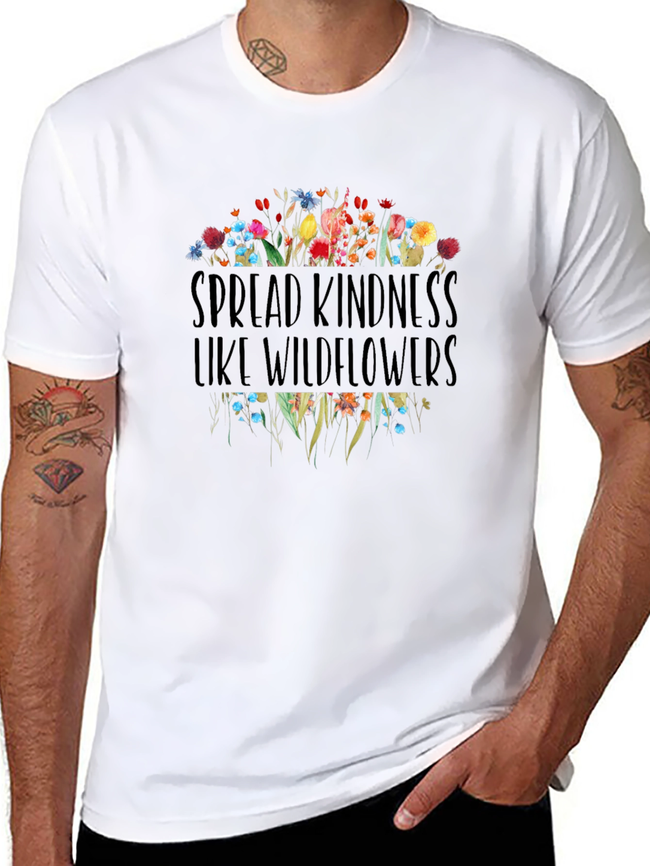 Spread Kindness Wildflowers Graphic Tee - Black
