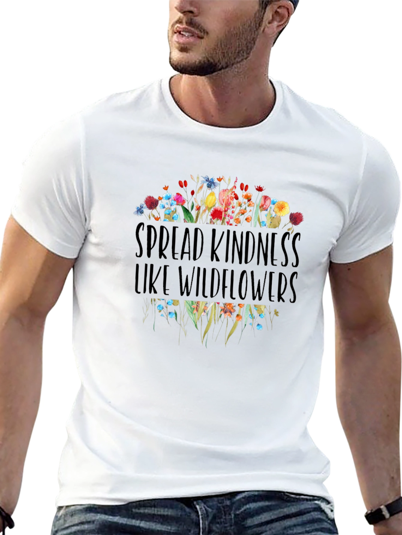 Spread Kindness Wildflowers Graphic Tee - Black