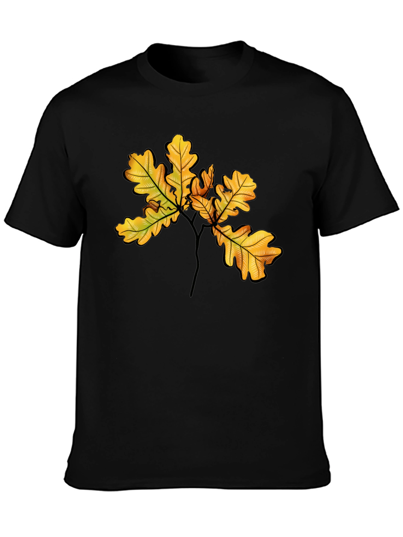 Autumn Oak Leaf Black T-Shirt