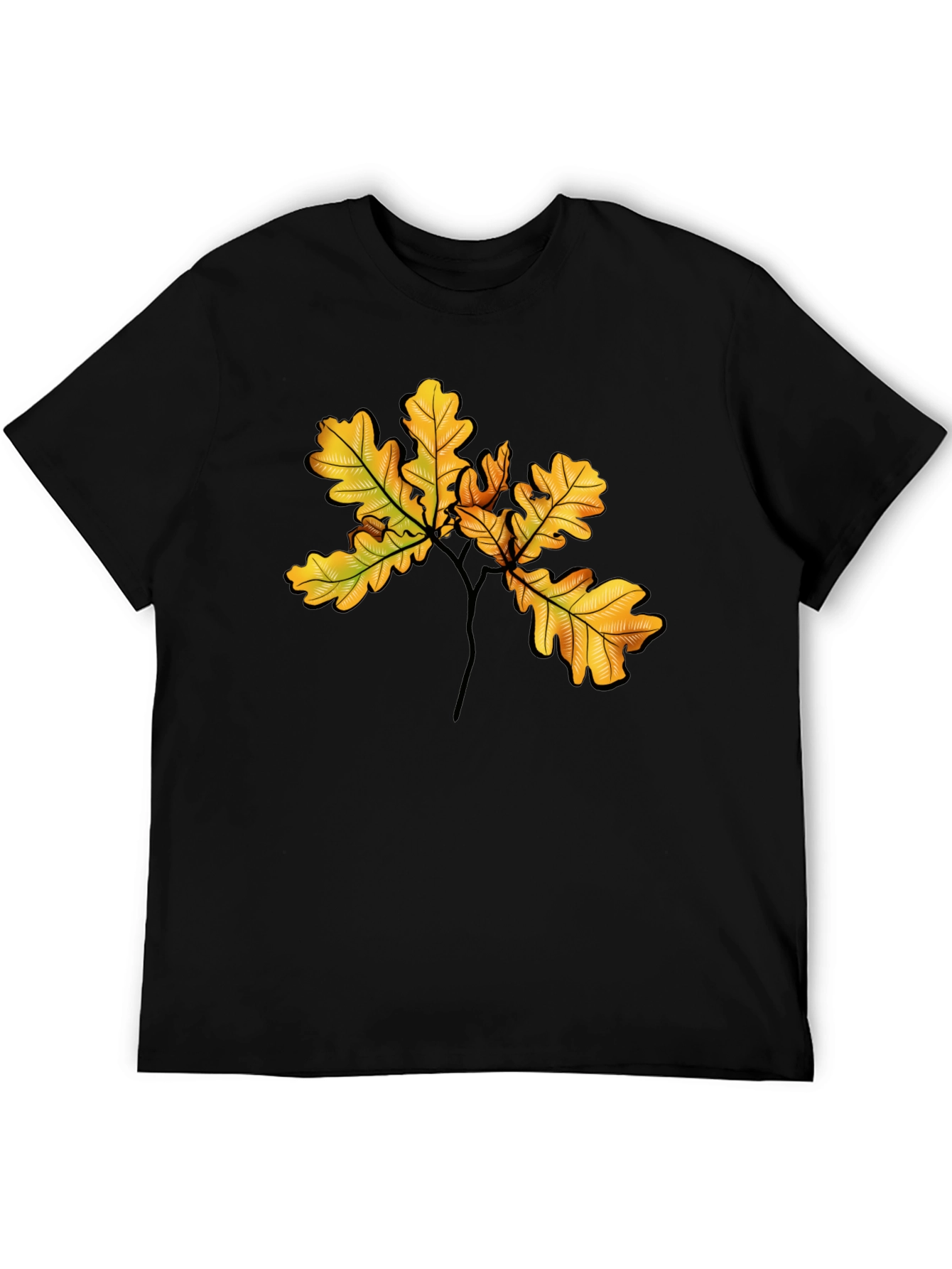Autumn Oak Leaf Black T-Shirt