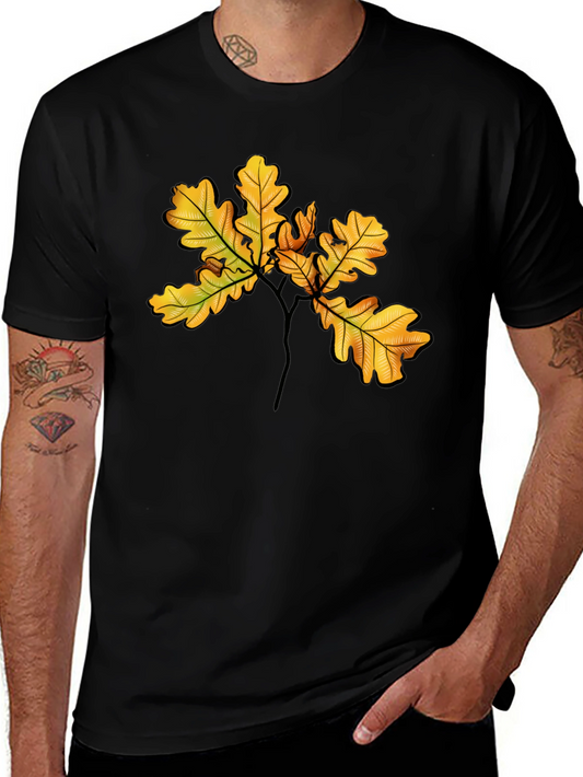 Autumn Oak Leaf Black T-Shirt