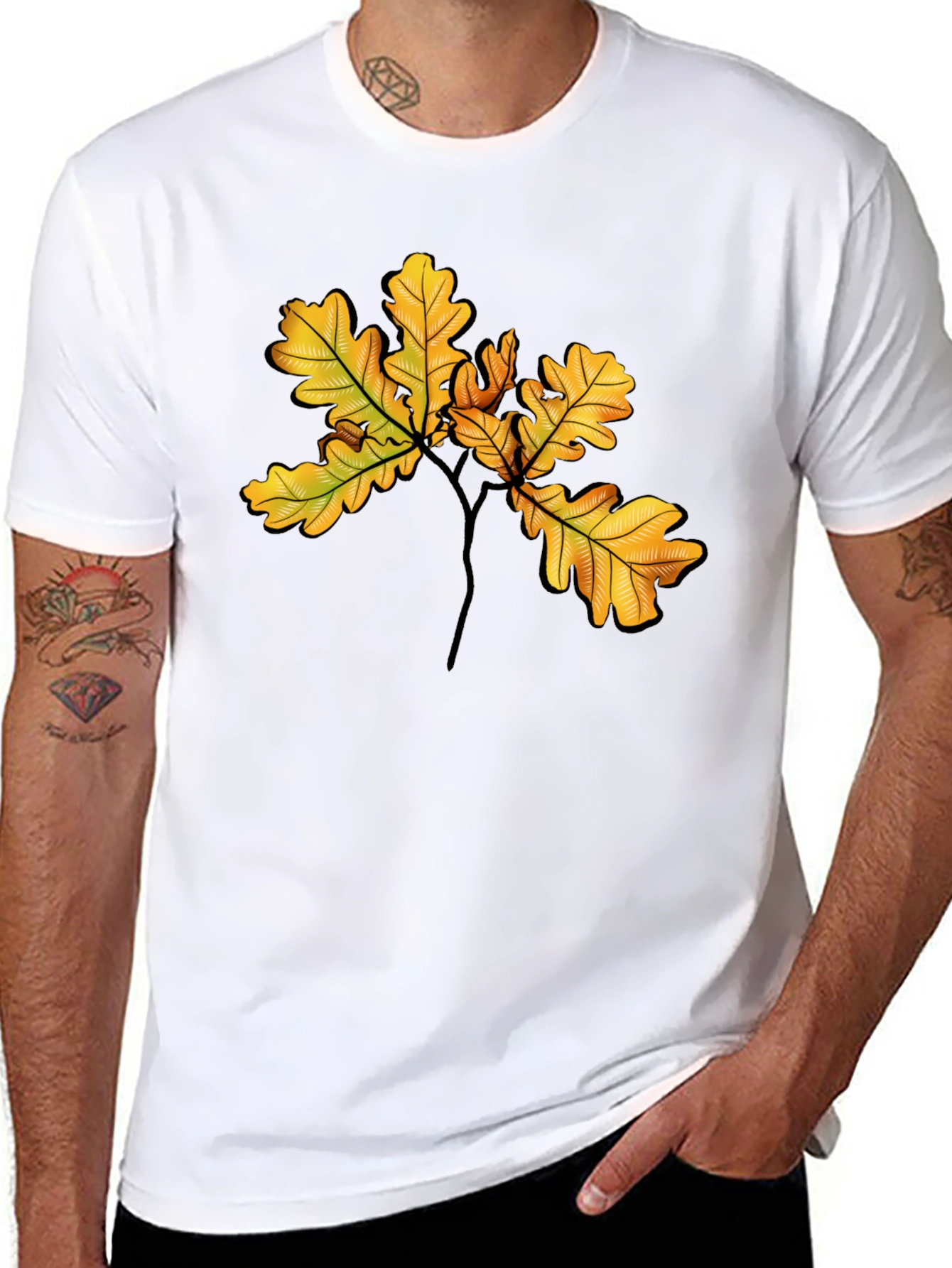 Autumn Oak Leaf Black T-Shirt