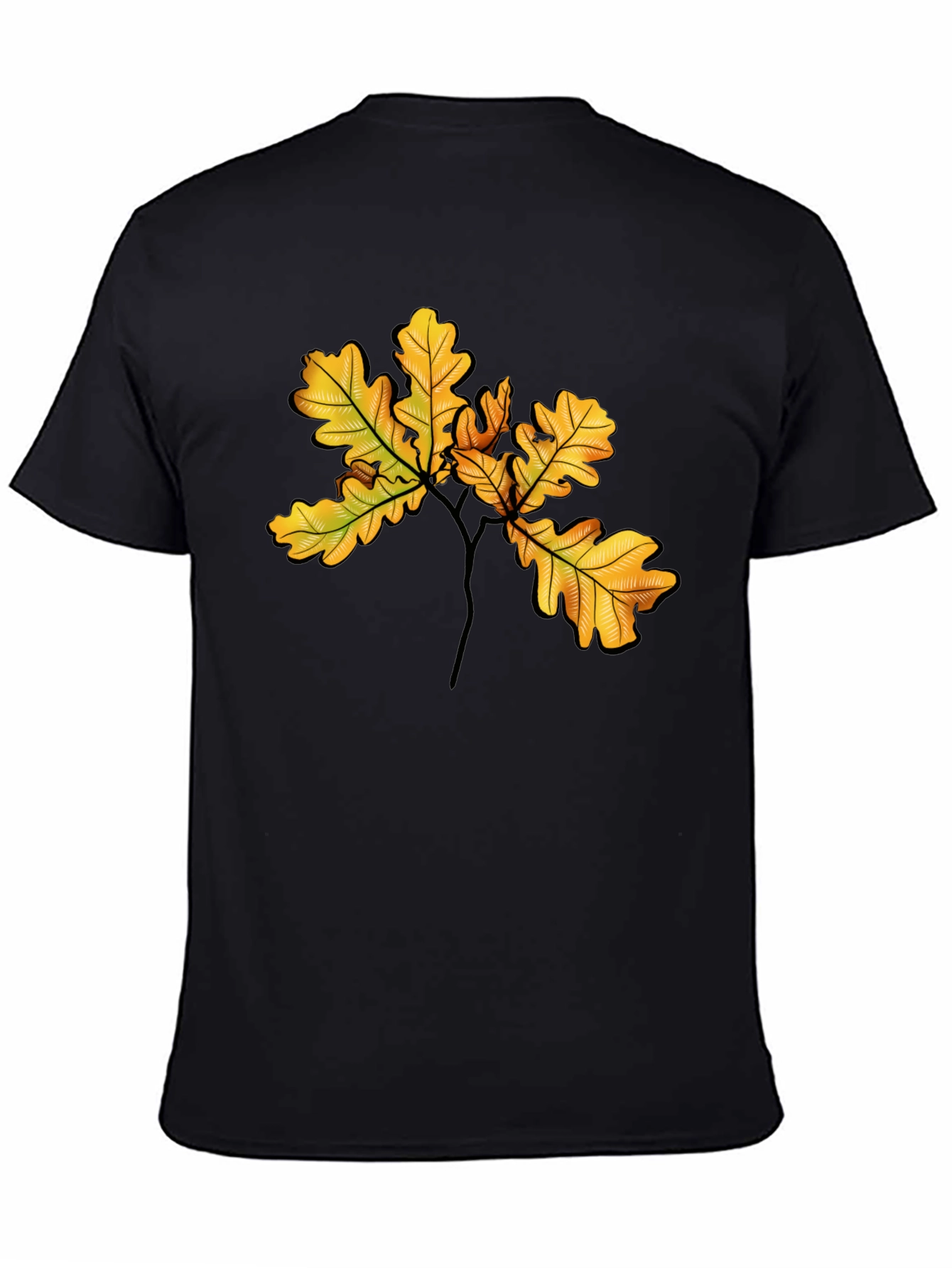 Autumn Oak Leaf Black T-Shirt