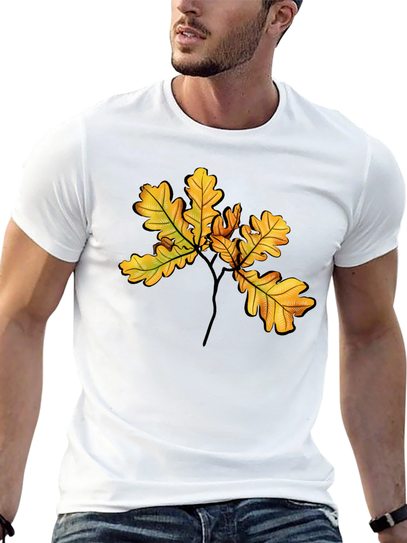 Autumn Oak Leaf Black T-Shirt