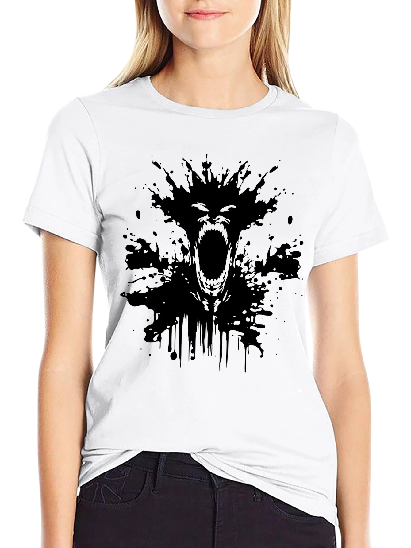 Screaming Horror Graphic Black T-Shirt